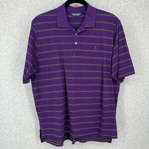 Ralph Lauren Polo Golf Shirt Size CL Purple Green Stripe Vintage Knit Casual